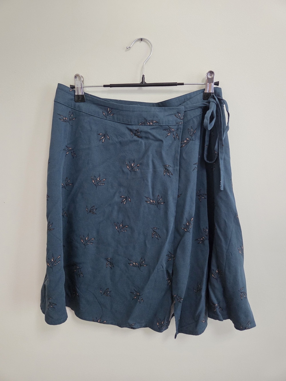 Rachel Teal Wrap Skirt with Subtle Floral Embroidery